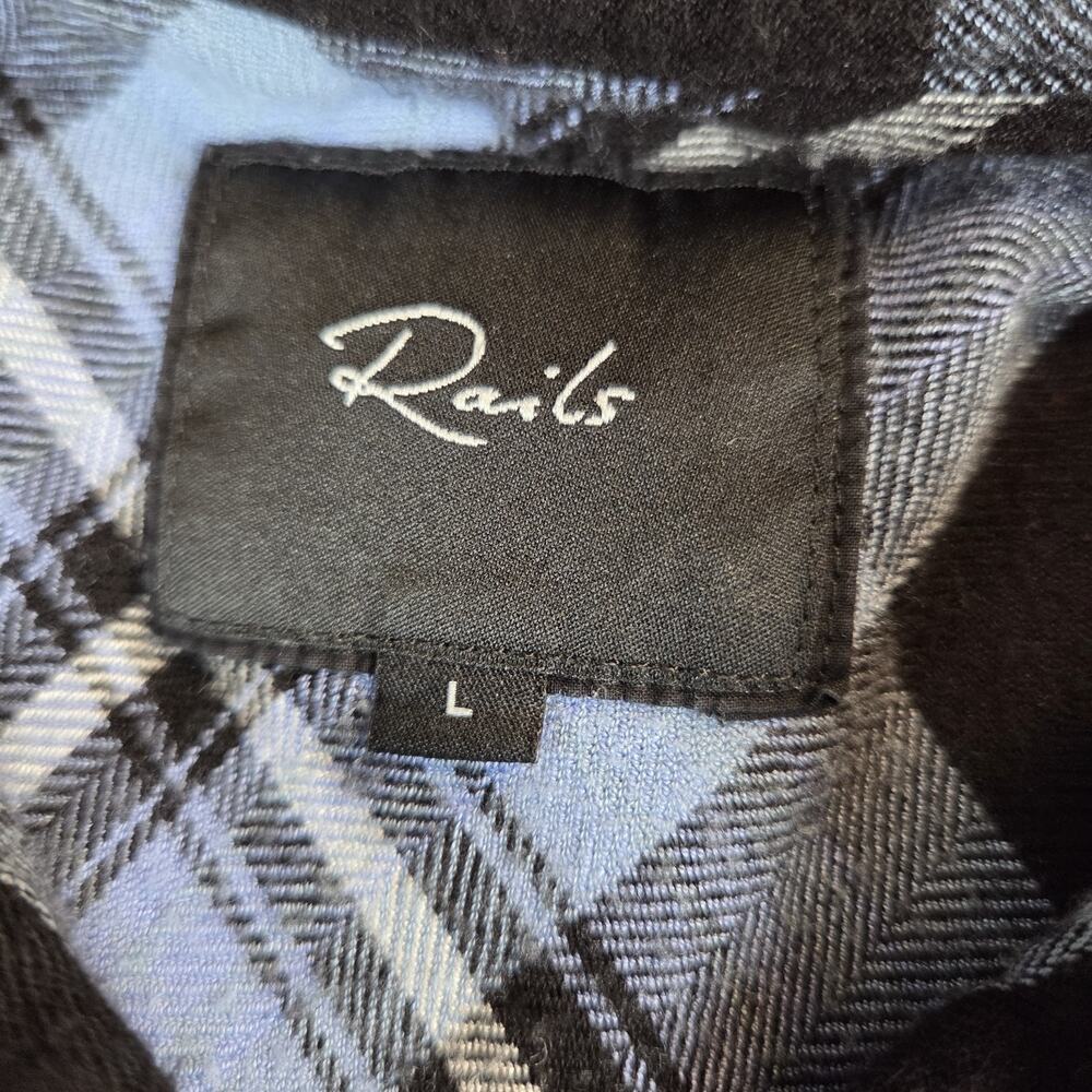 Rails Hunter Plaid Shirt Womens L‎ Blue Long Sleeve Soft Stretch Gorpcore - Picture 3 of 9